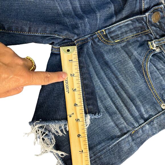 American Eagle Stretch  Off Frayed Shorts Medium Blue Womens Size 6 - Picture 4 of 7